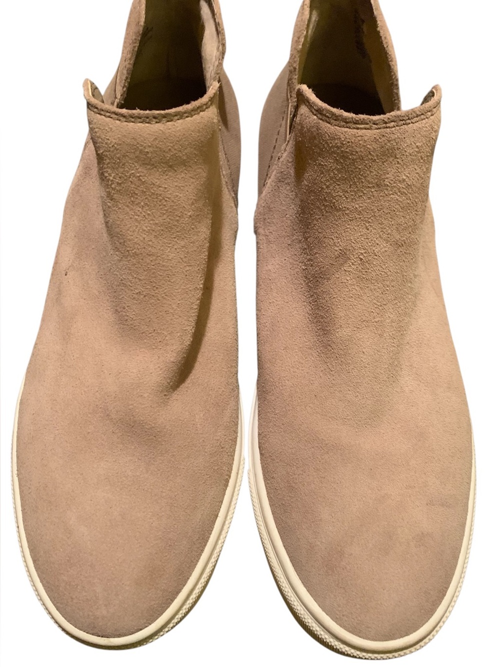 Women Beige Steve Madden Suede Slip on Sneaker Boots Sz. 8.5M